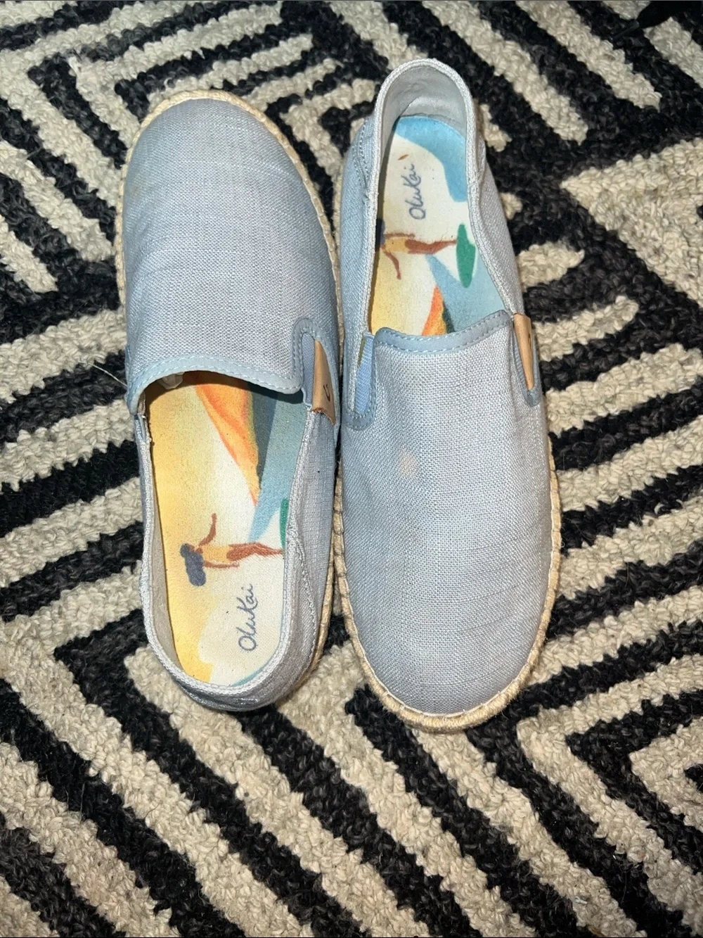 OluKai Light Blue Canvas Slip-On Espadrilles for Men